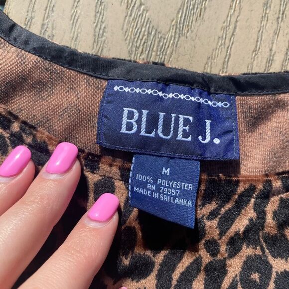 Vintage Maxi Velour Cheetah Print Dress Medium Blue J retro Y2K - Picture 3 of 10